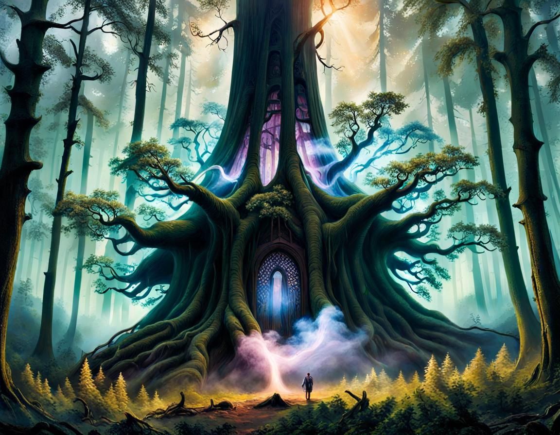 Enchanted Forest of Talking Trees: Digital Folk Art