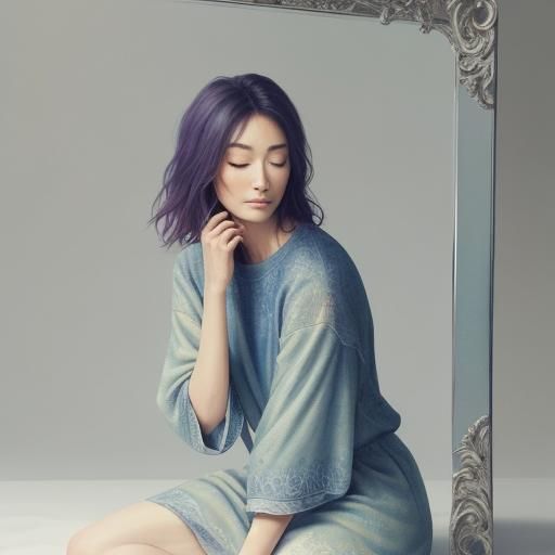 Woman Reflecting with Mandala, Subtle Surrealism