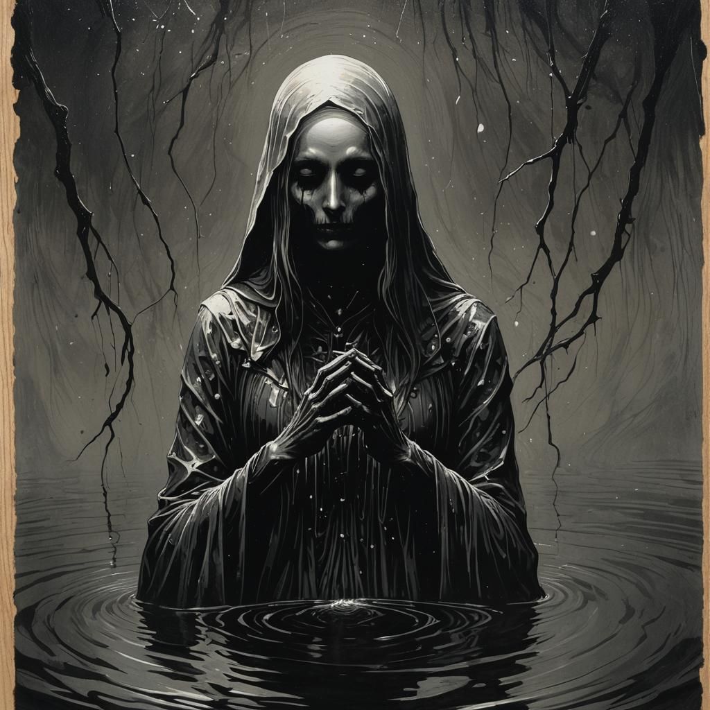 Drowning Arm in Dark Gothic Water