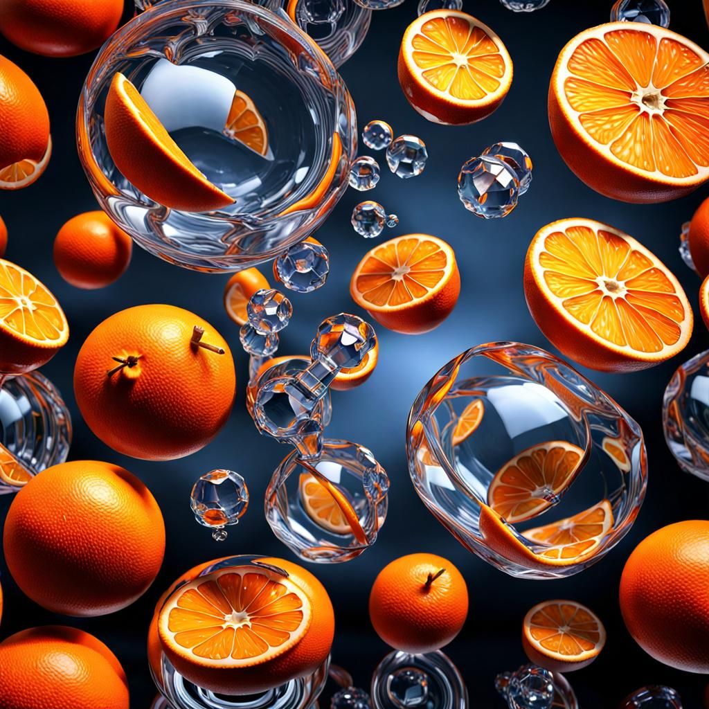 Hyperrealistic Crystal Orange Slices in Fantasy Art Style