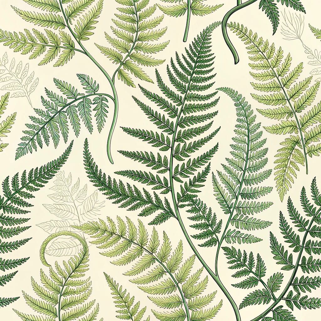 Intricate Fern Leaf Pattern in Seamless Repeats