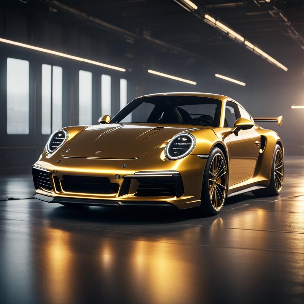 Gold Porsche 911: 3D Game Cinematic Render