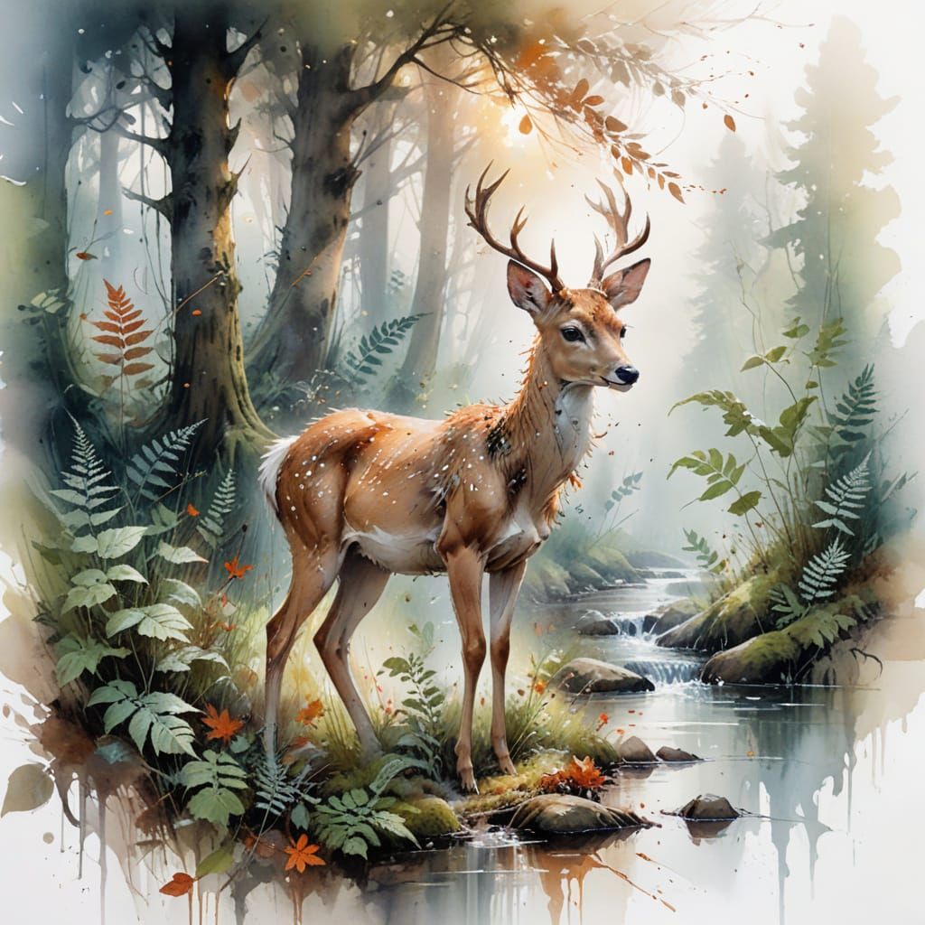 Enchanted Doe Emerges from Ancient Woodland