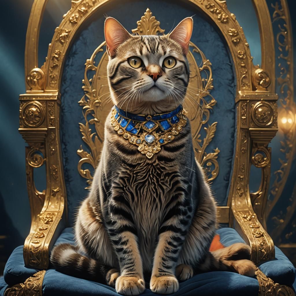 Regal American Shorthair Cat Portrait in Opulent Style