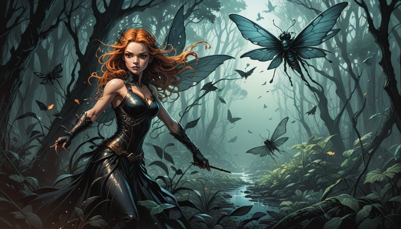 Dramatic Comic Book Portrait in Dark, Muted Colors