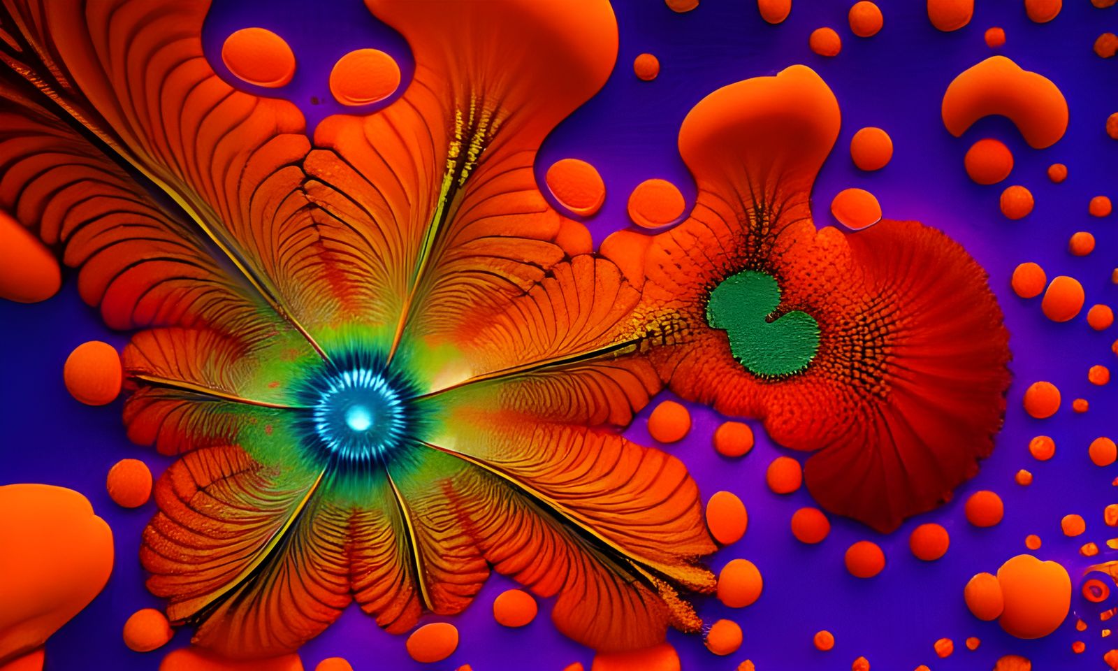 Fantasy Orange Flower Garden Oil Painting