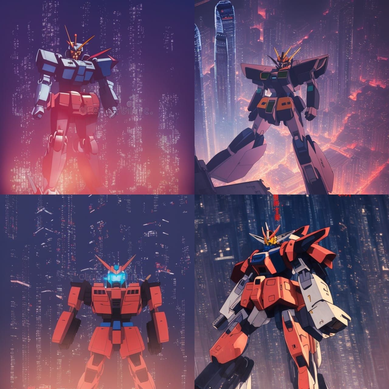 Gundam RX78 Over Hong Kong: Anime-Inspired Digital Art