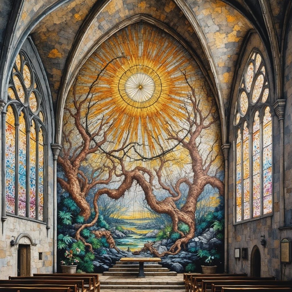 Vibrant Stained Glass in Chagall Style