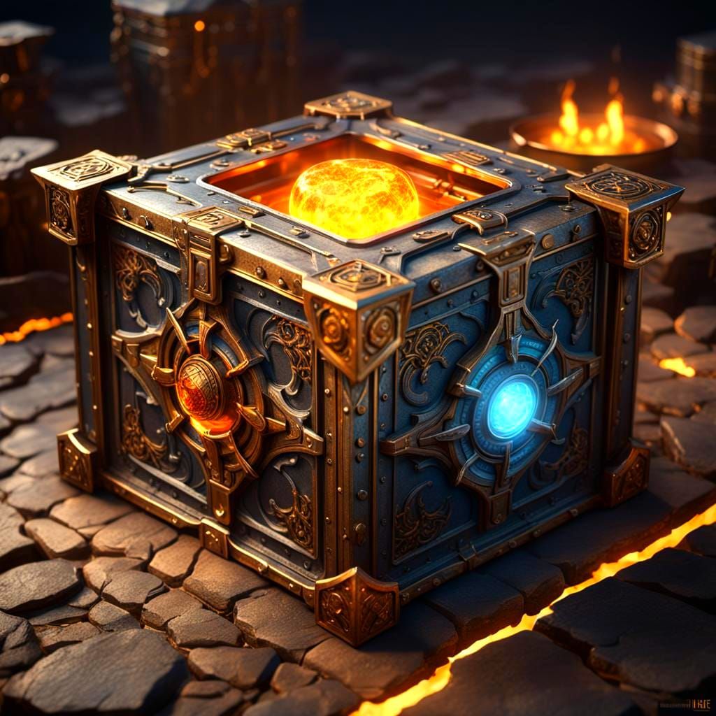 Amber Light Emanates from Godly Steel Box