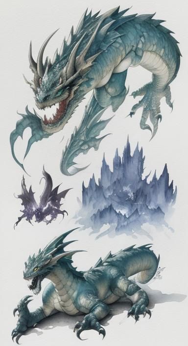 Fantasy Dragon Nest in Watercolor and Ink