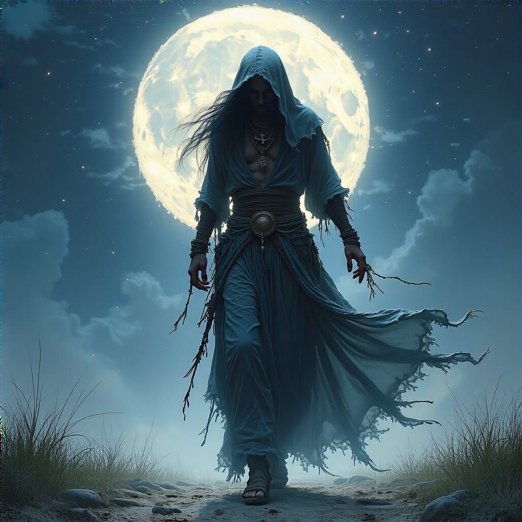 Ethereal Moonlit Dancer in Noctilucent Hues