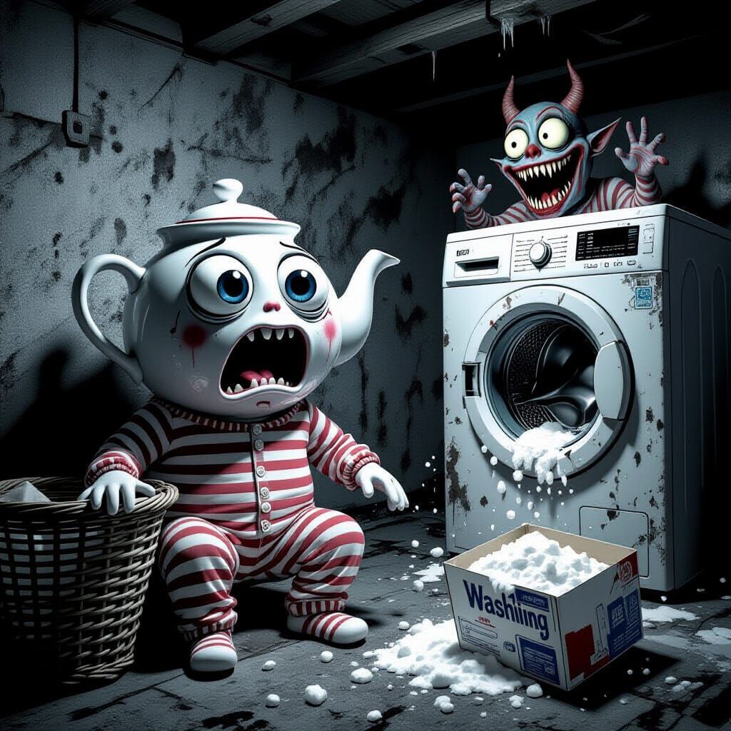 Terrified Teapot in a Dystopian Basement