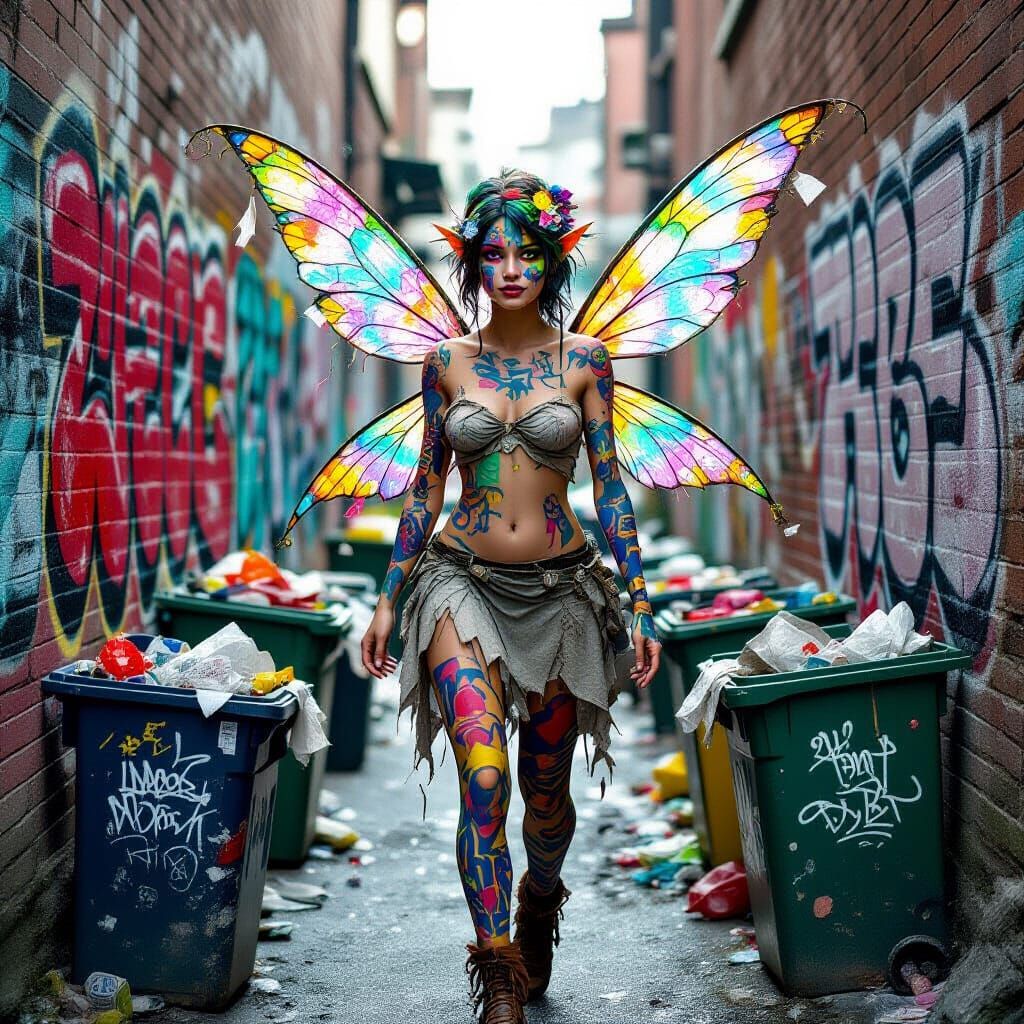 Alleyway Fairy with Graffiti Skin