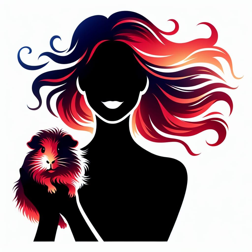 Silhouette: Woman and Guinea Pig Radiating Love