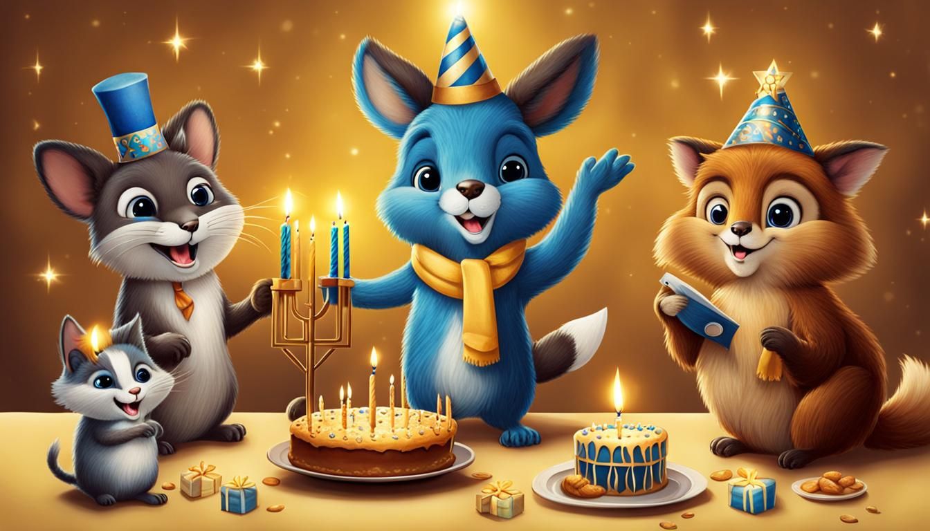 Anthropomorphic Animals Celebrate Hanukkah Holiday