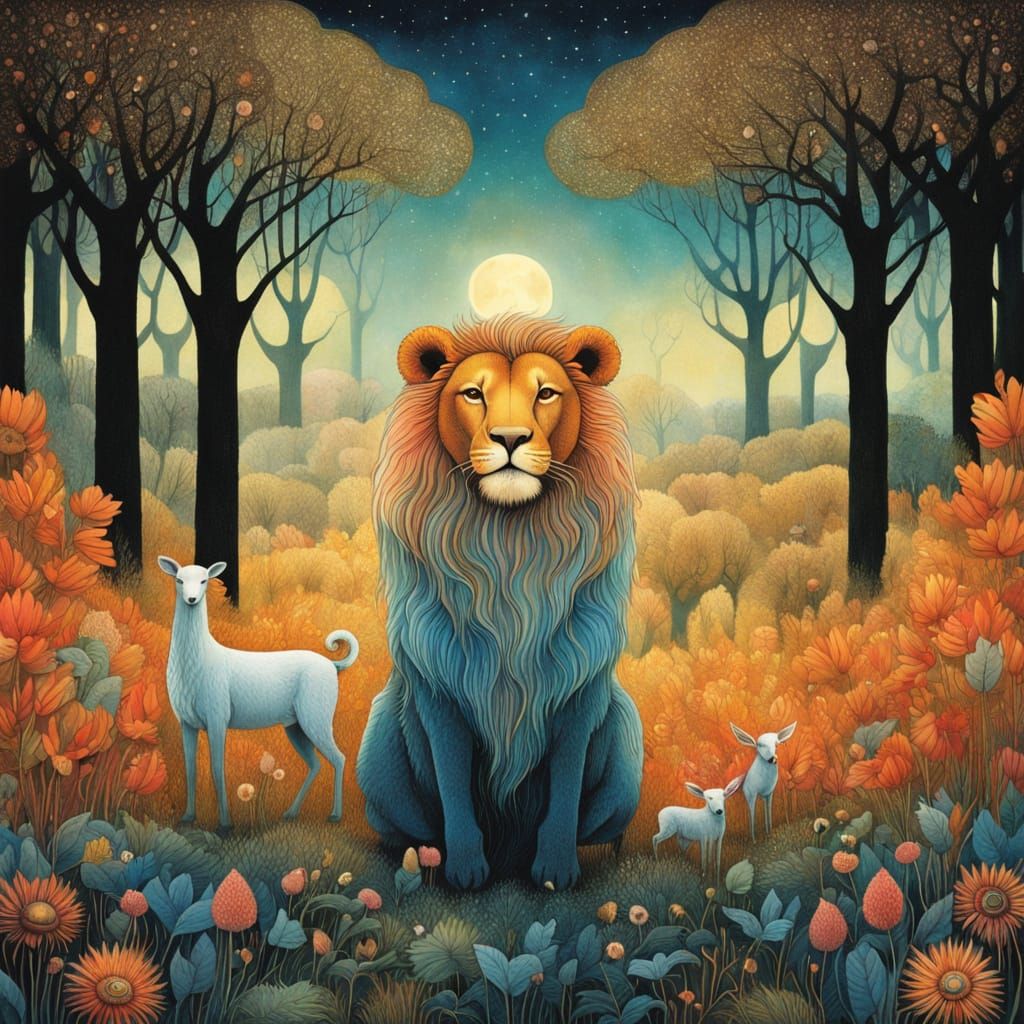 Happy Lion and Lamb Together