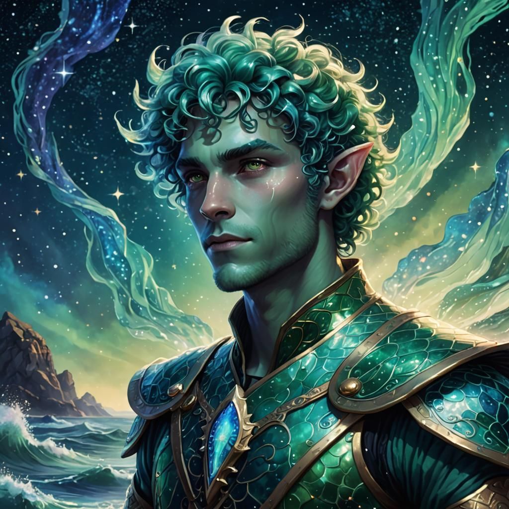 Sea Elf Stargazer in Digital Fantasy Art
