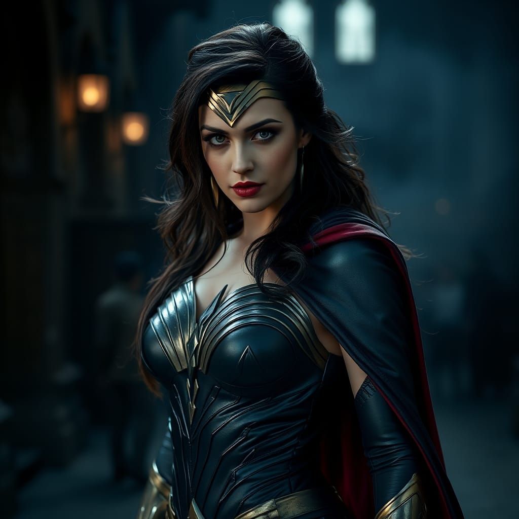 Vampire-Human Hybrid in Dark Wonder Woman Costume