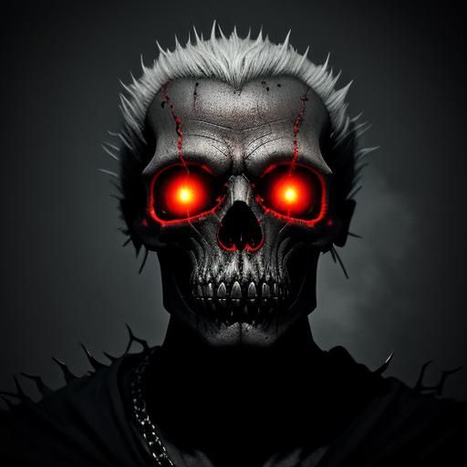 Horrifying Undead Skulls with Glowing Eyes in Dark Fantasy S...