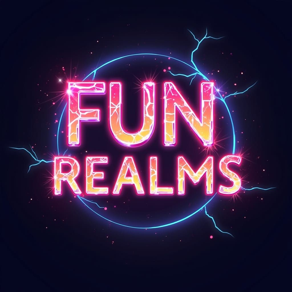 Neon "Fun Realms" Logo with Anime Energy