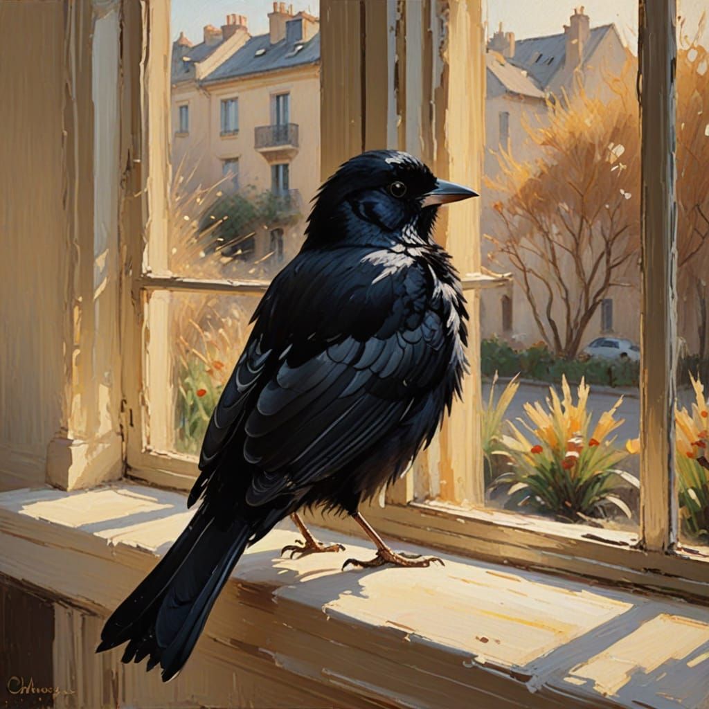 Impressionist Bird Perched in Soft Focus