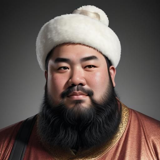 Portrait of Asian Man in Rose Gold Tunic