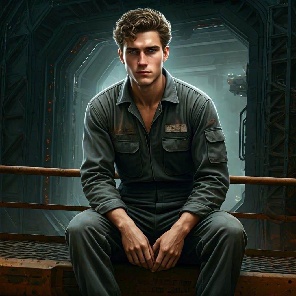 Young MechWarrior in a Sci-Fi Landing Pad