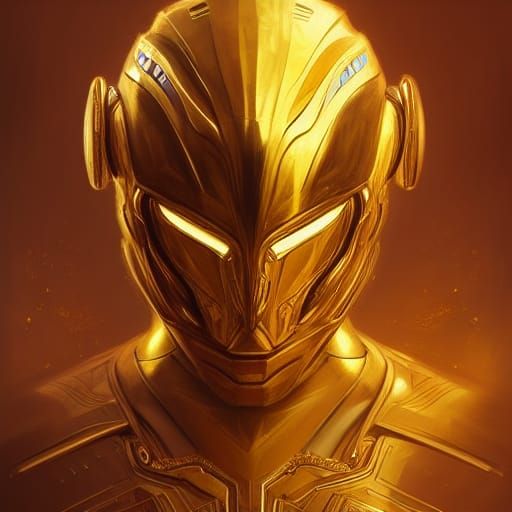 Golden Fractal Helmet Portrait in High Resolution