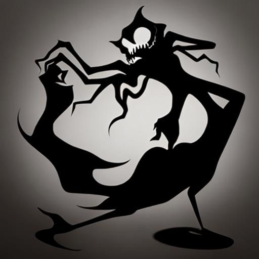 Creepy Dancing Shadow Monster: Minimalist Line Art