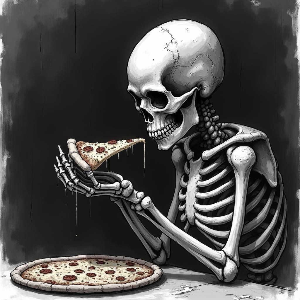 Skeleton's Pizza: A Dark Fantasy Matte Painting
