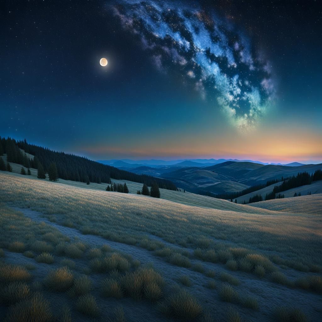 Celestial Landscape: Starry Night Sky