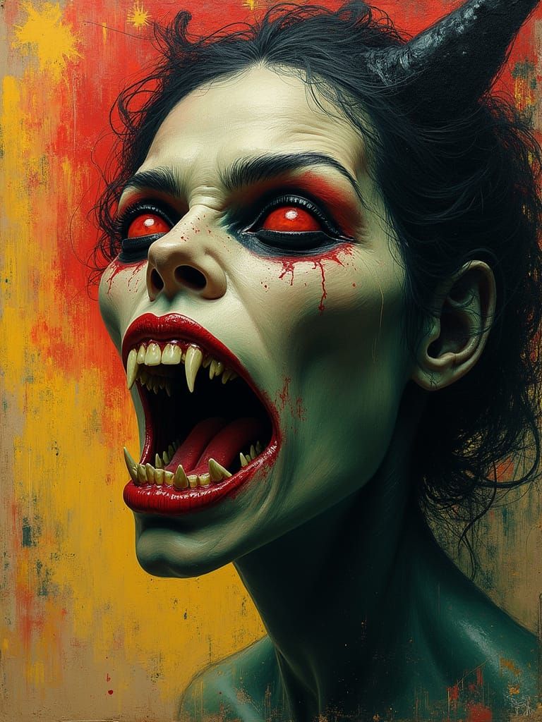 Demonic Visage in Dark Surrealist Style