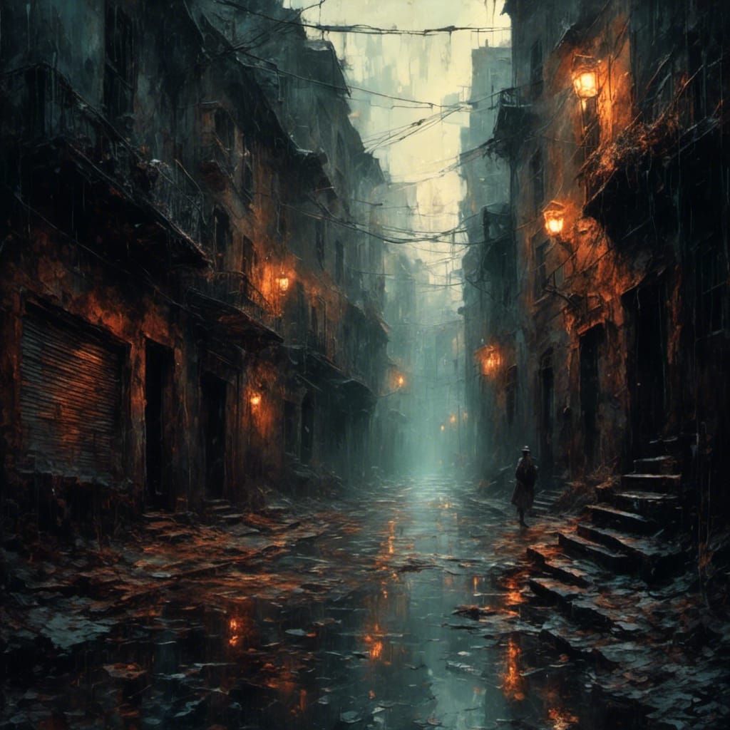 Eerie Electrical Outlet in Dystopian Alleyway