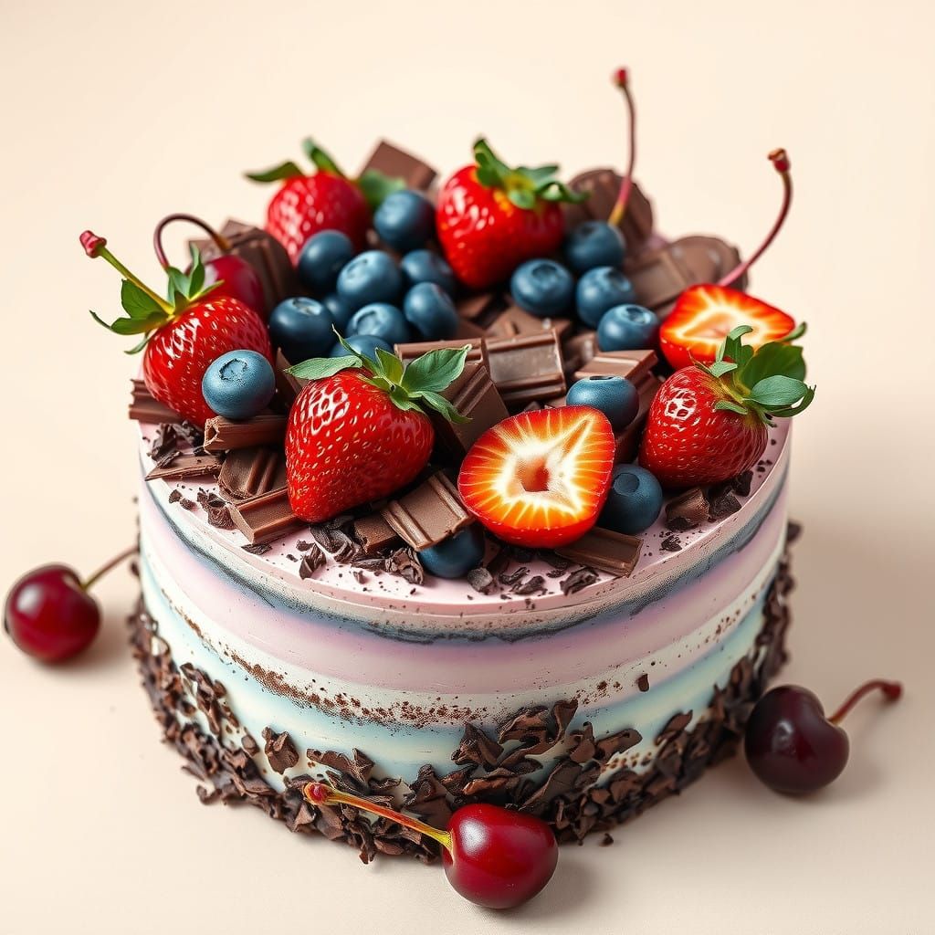Exquisite Cake with Velvety Chocolate and Fresh Berries