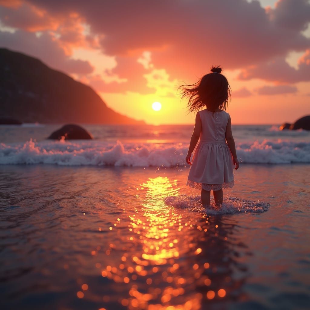 Sunset Beach: A Fantastical Matte Painting