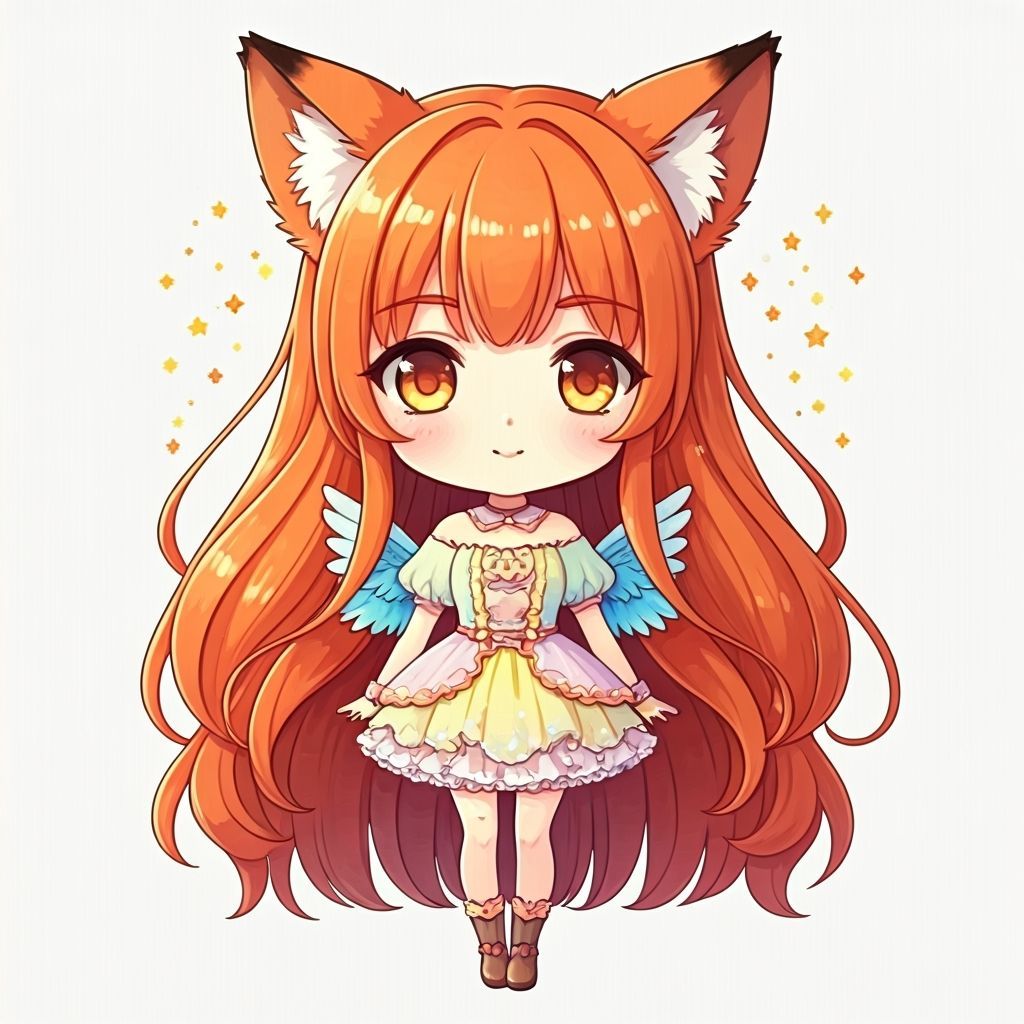 Washi Tape Art: Cute Rainbow Fox-Woman