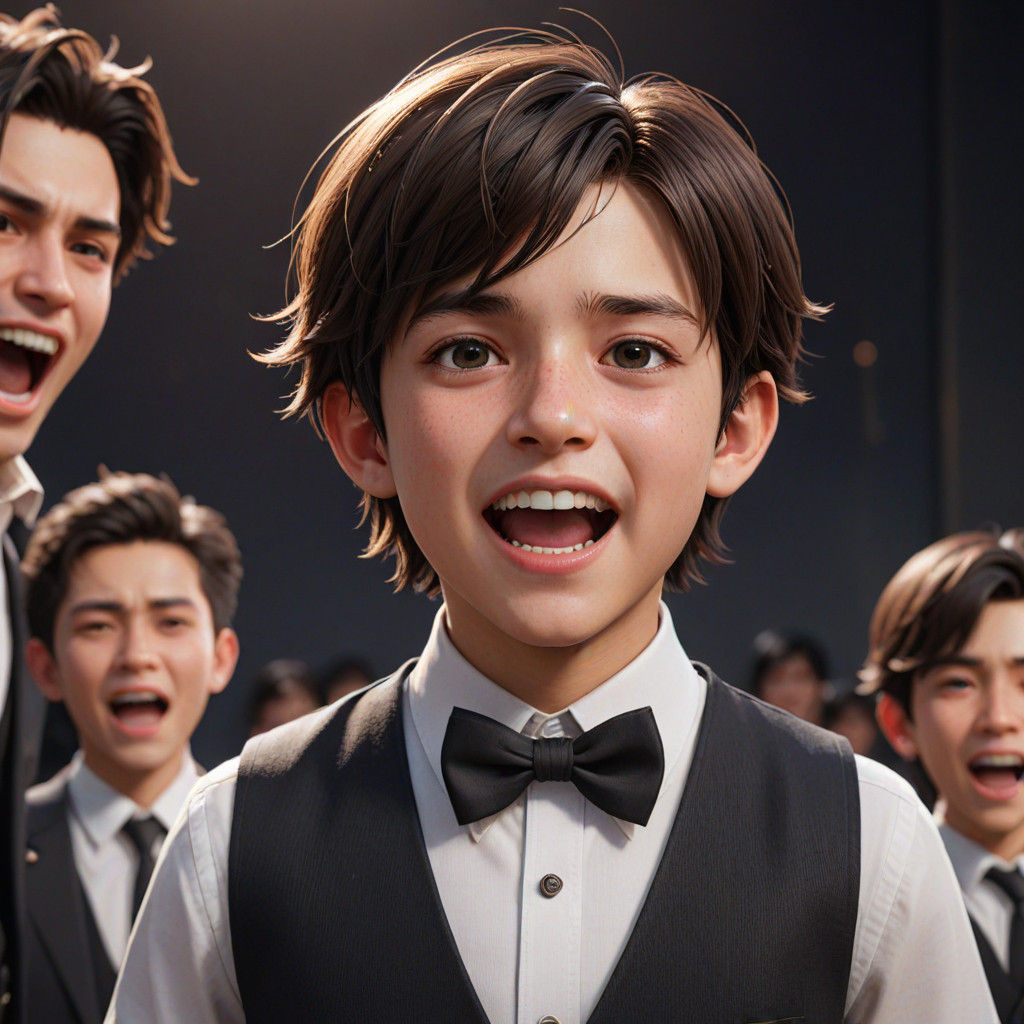 Haredi Hasidic Boy Shouts with Joy at Microphone