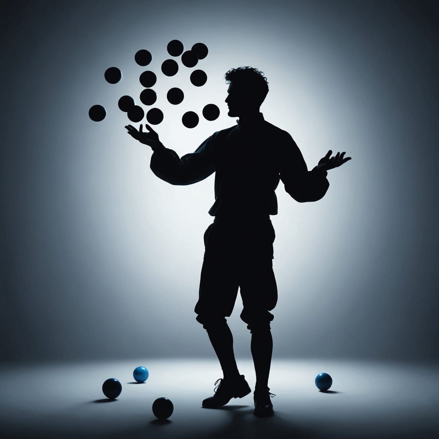 Silhouette Juggler with Five Balls: Matte Painting
