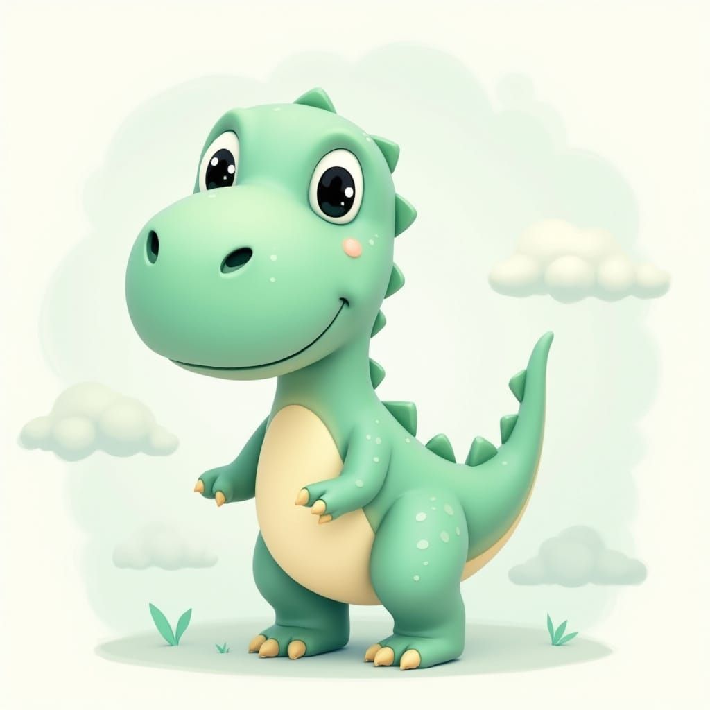 Pastel Dinosaur in Whimsical Cartoon Style