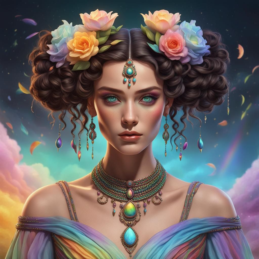 Spring Witch in Grecian Gown, Fantasy Art