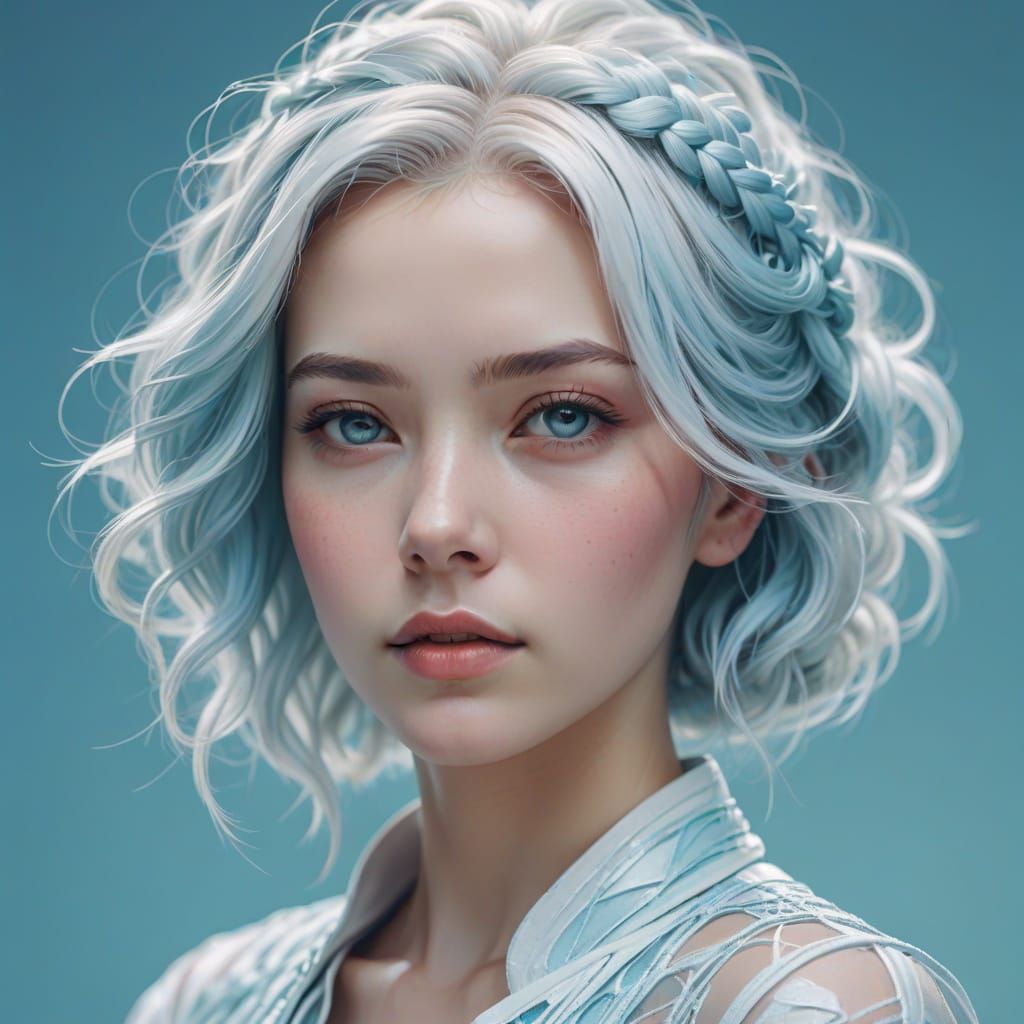 Vibrant Portrait of Woman with Icy Hairstyle