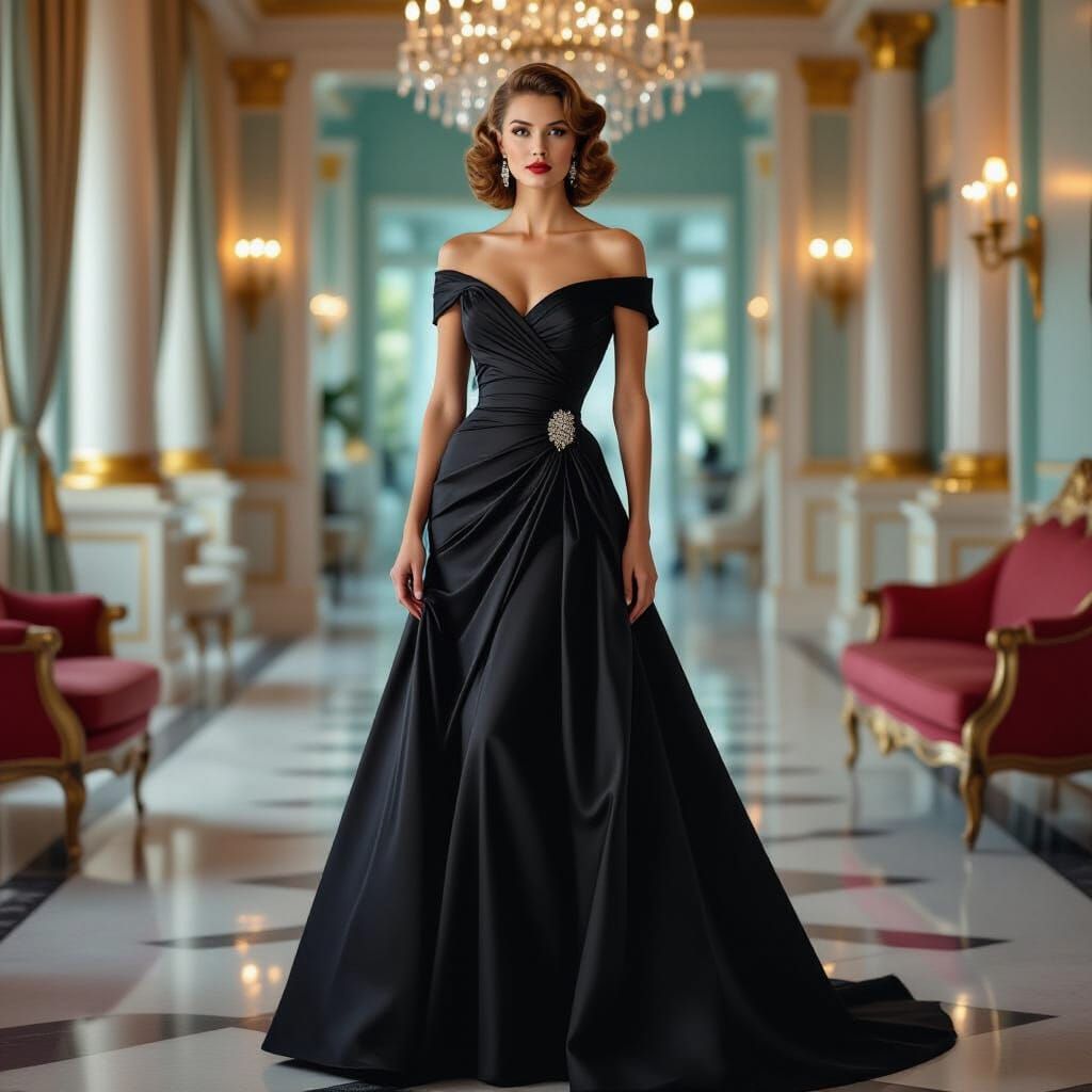 Elegant 1950s Fashion Model in Vintage Style