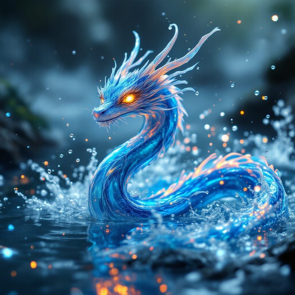 Mythical River Serpent Unveiled in Shimmering Water