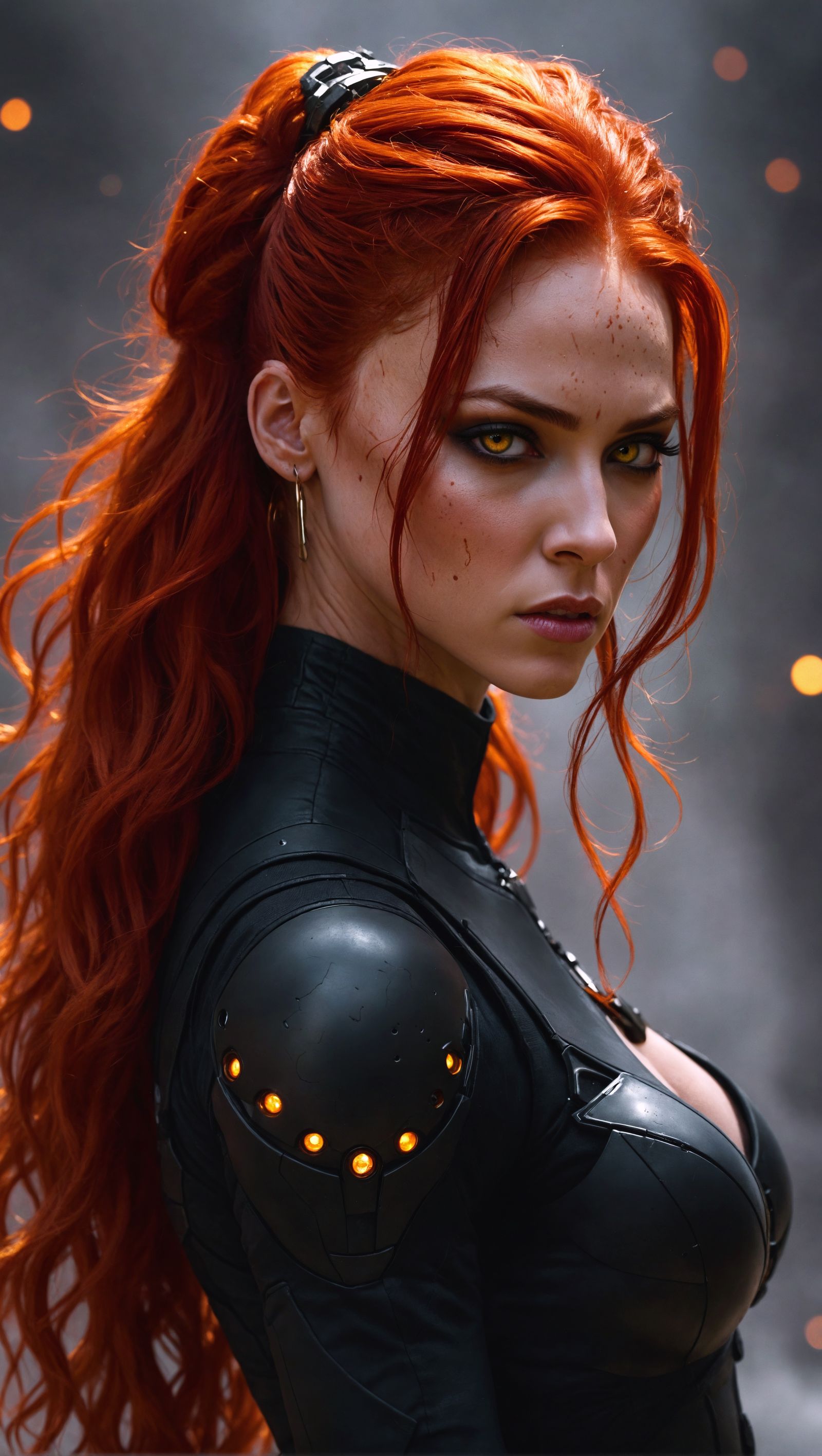 Red Haired Woman with Yellow Eyes Portrait