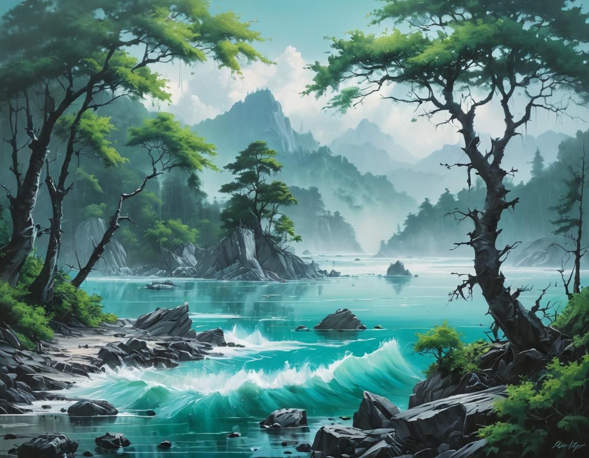 Crashing Tides and Ocean Storms in Monochromatic Blue