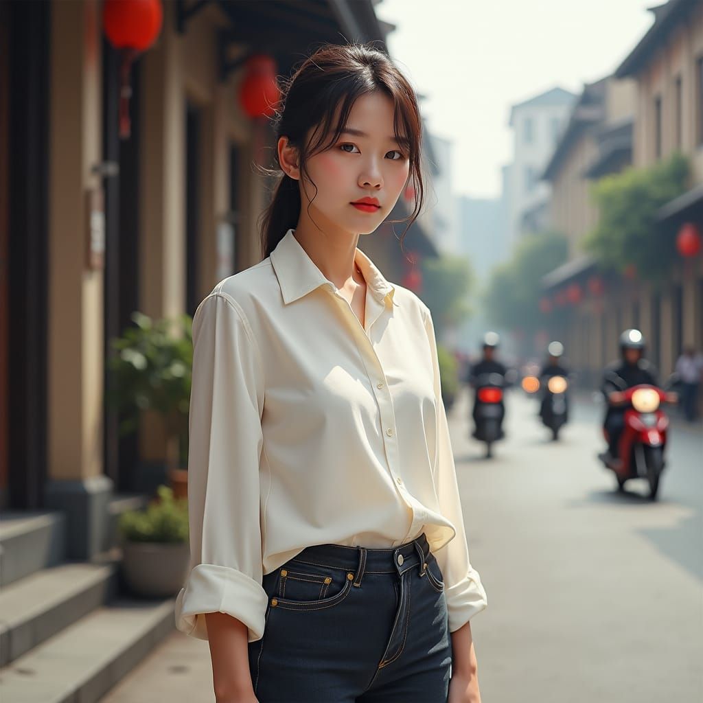 Young Woman in Rural China, Realist Style