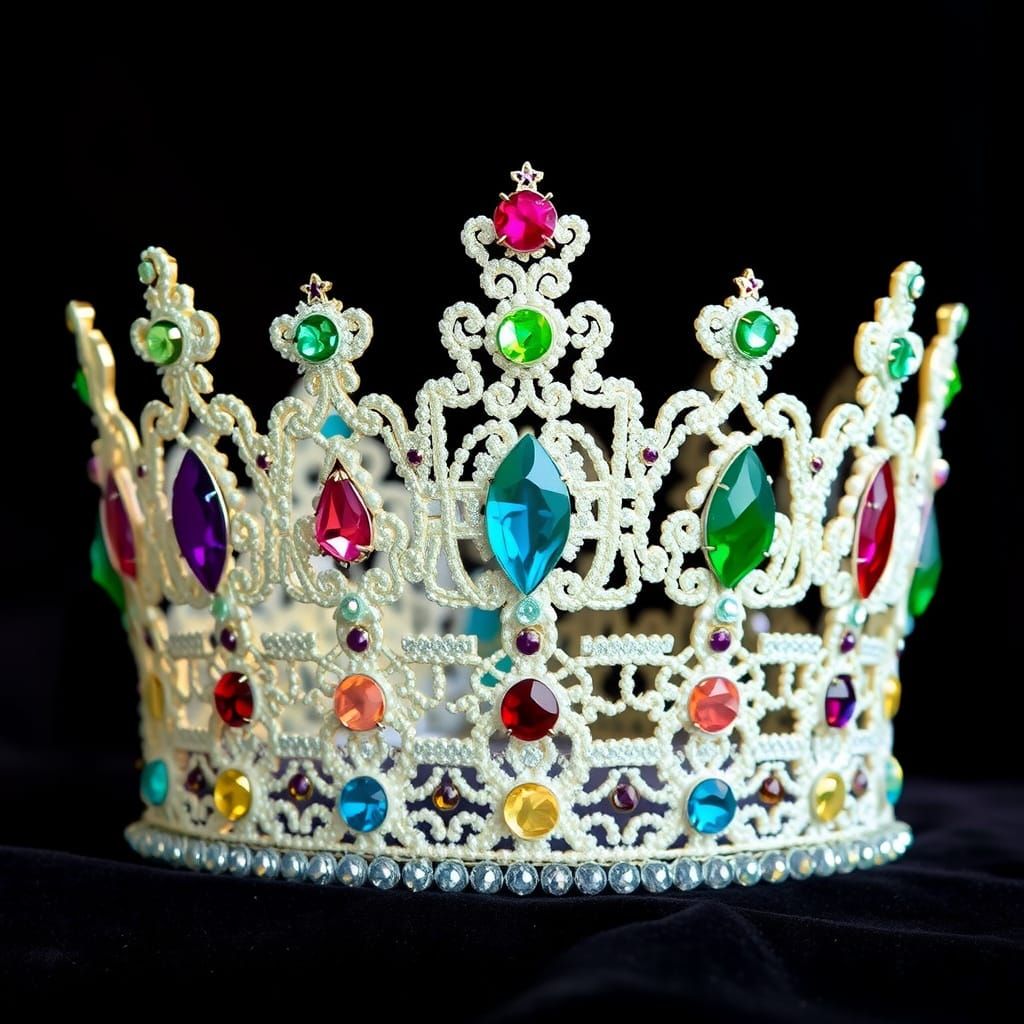 Sparkling Beaded Crown on Black Velvet