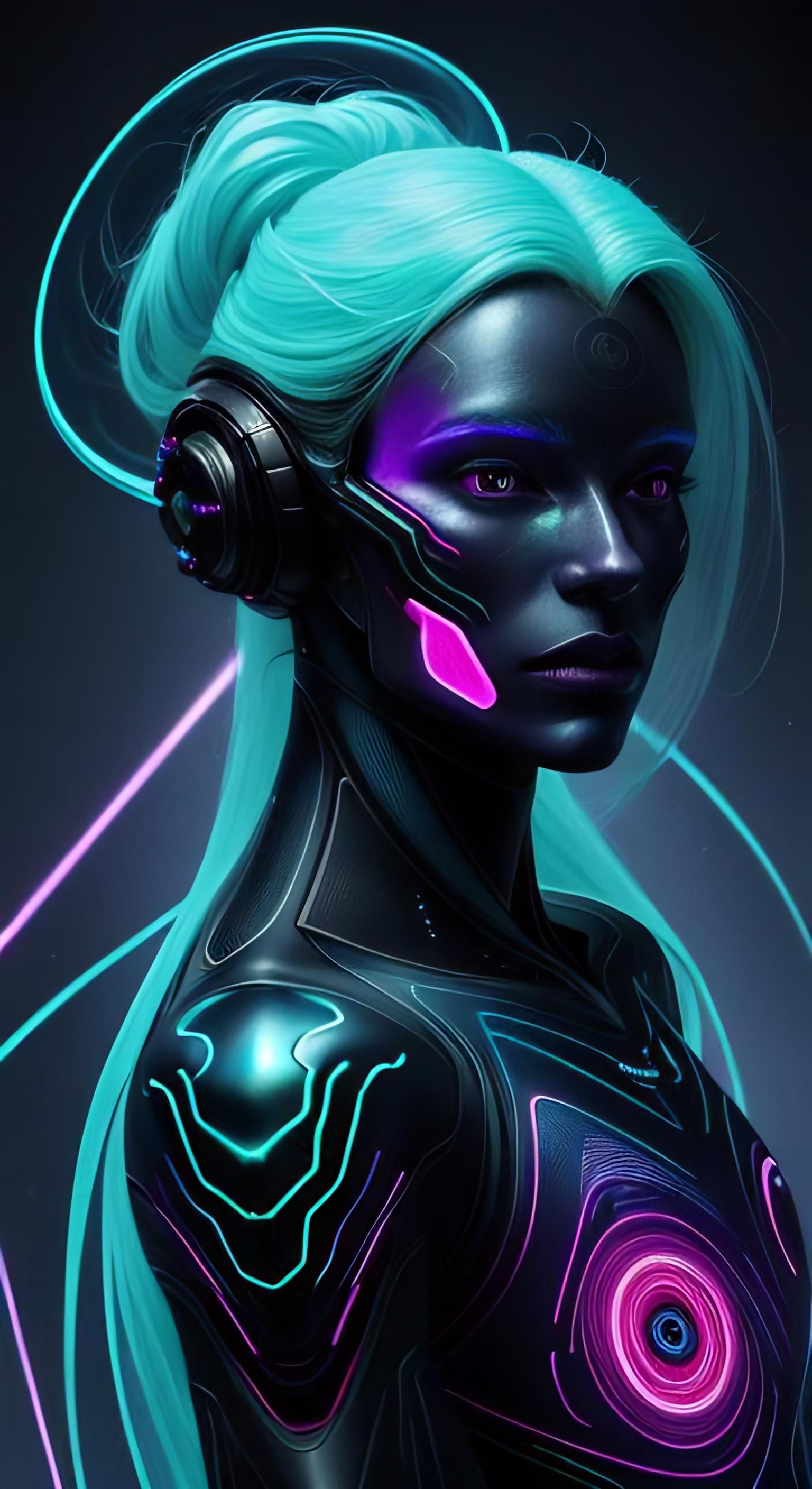 Neon Woman Portrait in High Quality