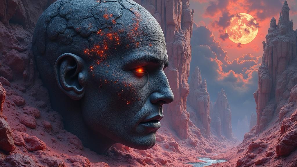 Apocalyptic Mandelbulb Portrait in Psychedelic Style