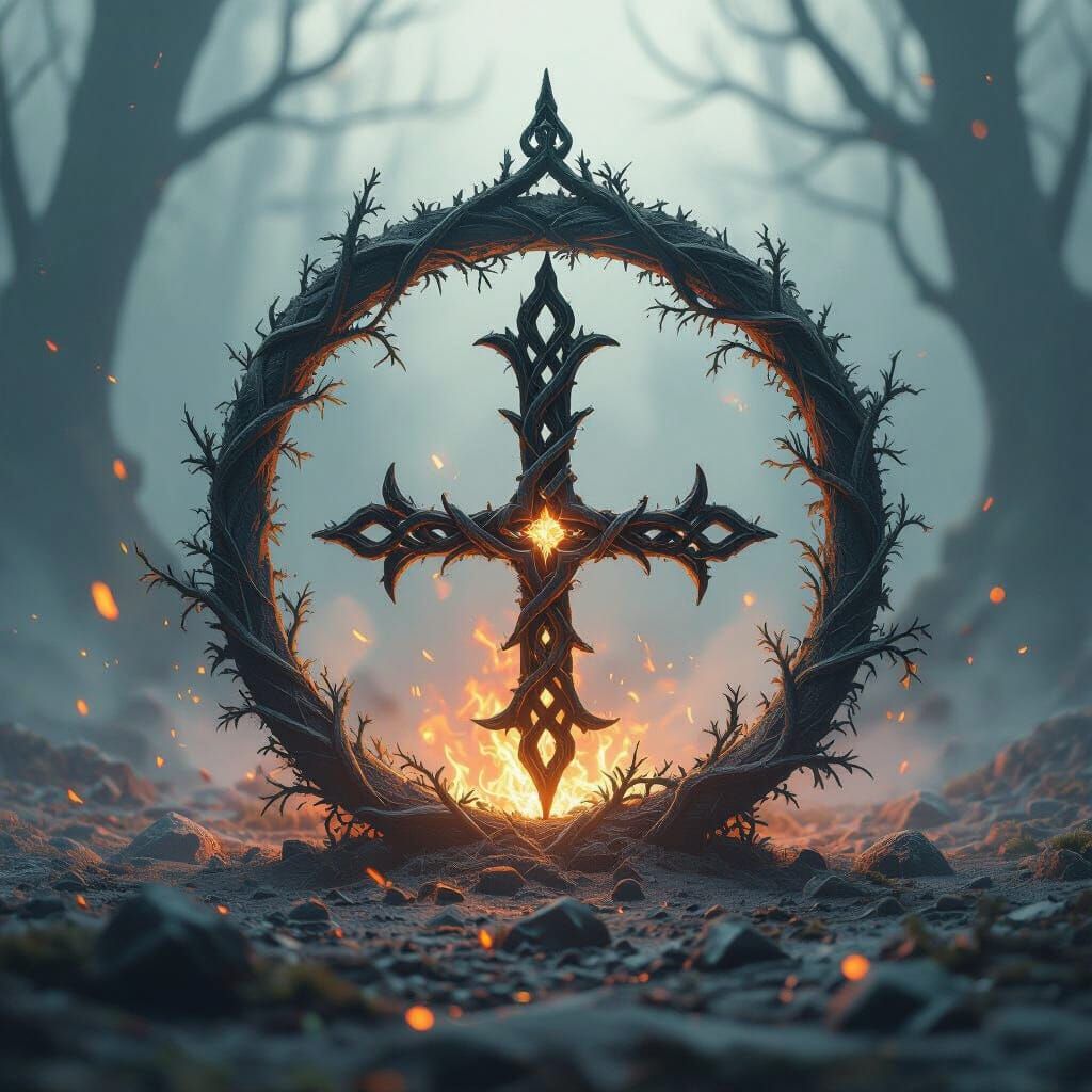 Bindrune of Survival in Matte Painting Style